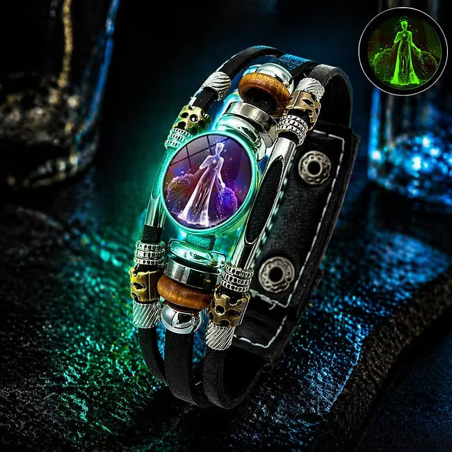 💥Last-Minute-Angebot – 50 % Rabatt ☪️Im Dunkeln leuchtendes Lederarmband mit Sternzeichen für Männer und Frauen (6,9/8,1 Zoll)♑️