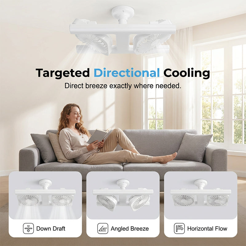 🌬️✨ Doppelter Deckenventilator mit LED-Beleuchtung – modernes Design mit Fernbedienung für Wohn- und Schlafzimmer