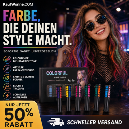 🔥🎁 2+1 GRATIS!!🥳💞 50K+ VERKAUFT! 🎨💇‍♀️ Temporärer Haarfarbe-Kamm – Schnelle & schonende Highlights für Partys & Festivals | Kompakt & tragbar