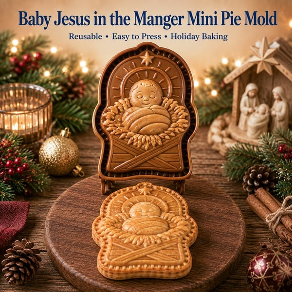 🔥🎁KAUFE 1, ERHALTE 1 GRATIS🔥✝️ Mini‑Weihnachts‑Pasteten‑Formen mit Glaubens‑ & Jesus‑Christus‑Motiven | Wiederverwendbare geprägte Formen für detailreiche Pasteten mit Gebetstexten, perfekt als Weihnachtsgeschenk🥧✨