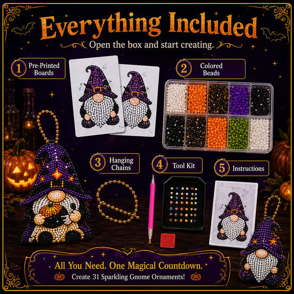 🎉✨ 31 Tage voller Gnome-Überraschungen: Halloween-Diamantmalerei-Adventskalender