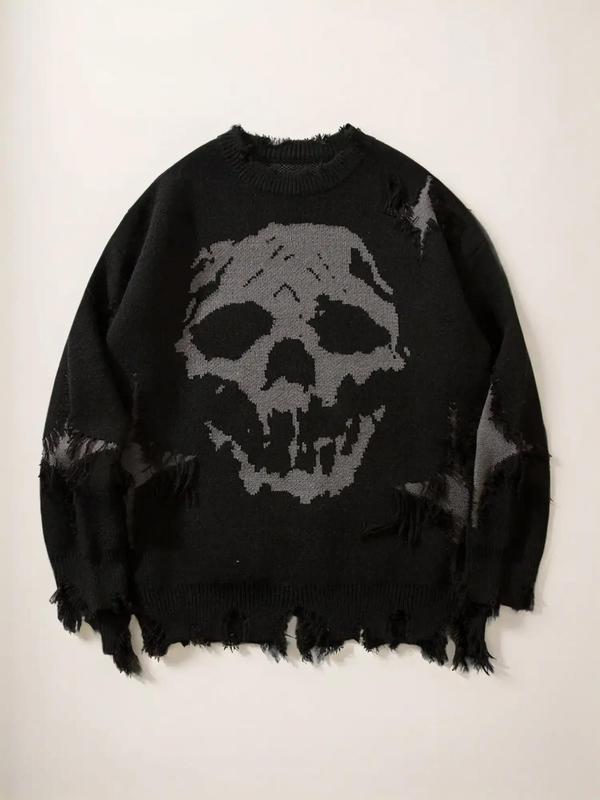 🔥Neu eingetroffen 50% reduziert🎁Pullover mit Skelett-Print und überschnittenen Schultern | Trendiger Streetwear-Look