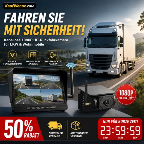 🏆 50 % Rabatt!! 🚛 Kabelloses Rückfahrkamerasystem in 1080p HD
