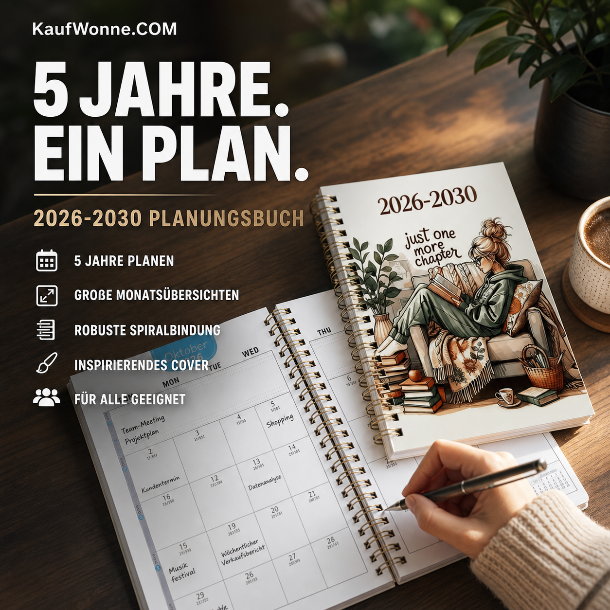 📔 5‑Jahres‑Planungsbuch 2026‑2030｜Tagebuch für Lebens‑, Beruf‑ & Studienplanung, begleitet dich bei Zielerreichung, Fortschrittsdokumentation und Selbstverbesserung