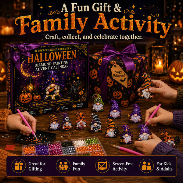 🎉✨ 31 Tage voller Gnome-Überraschungen: Halloween-Diamantmalerei-Adventskalender