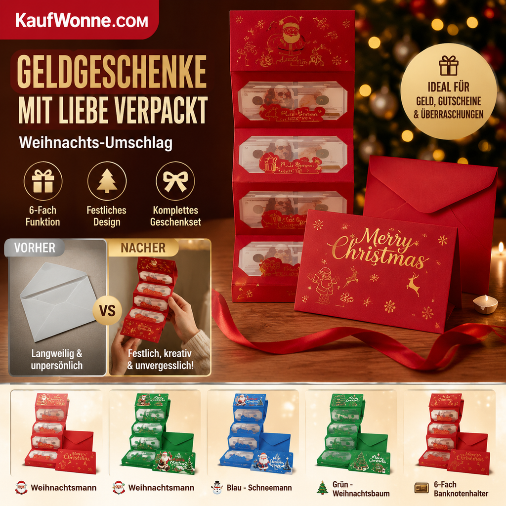 🎁🔥 Früher Weihnachts‑Sale ✉️ Weihnachts‑Geldgeschenk‑Umschläge 3‑er‑Set🎅🎄