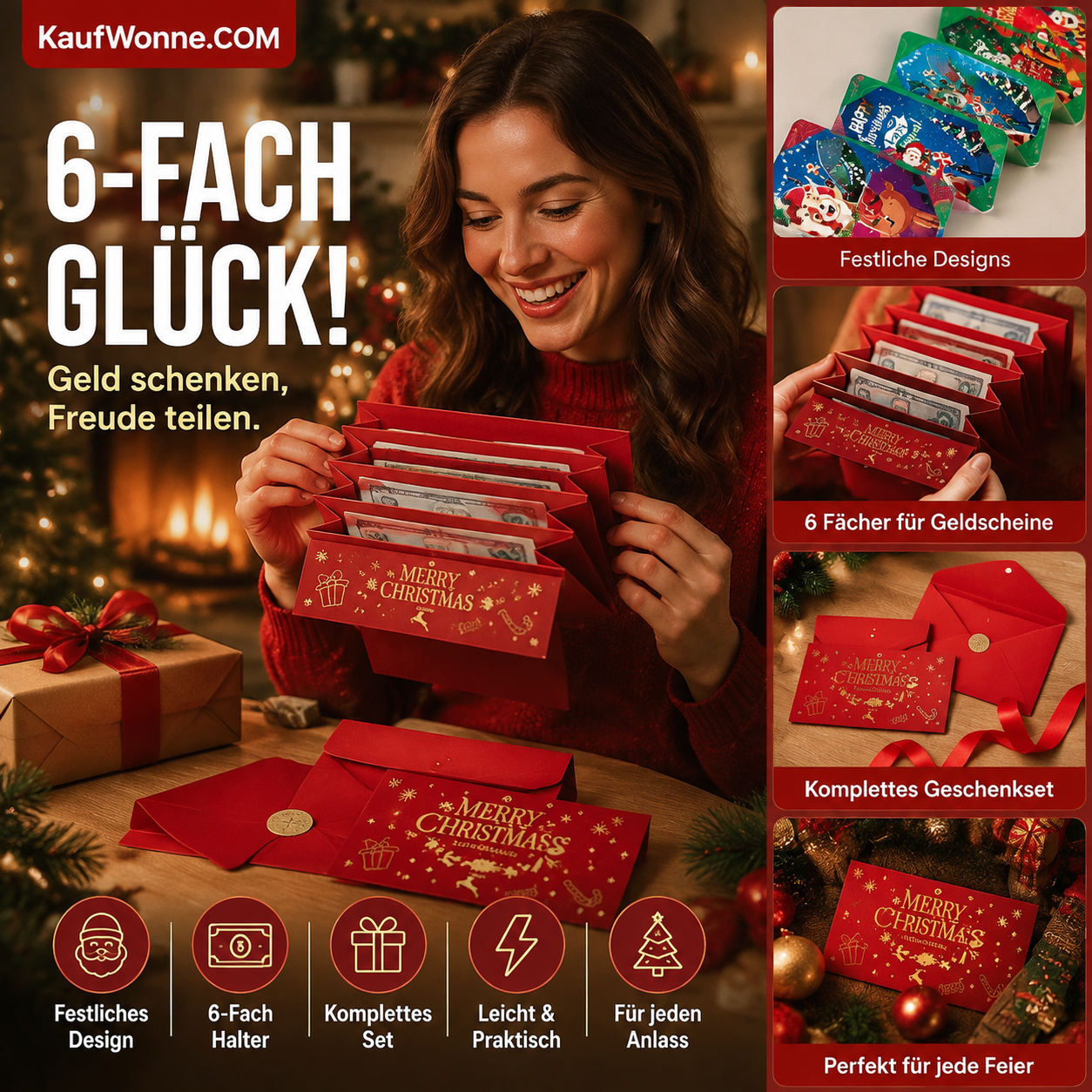 🎁🔥 Früher Weihnachts‑Sale ✉️ Weihnachts‑Geldgeschenk‑Umschläge 3‑er‑Set🎅🎄