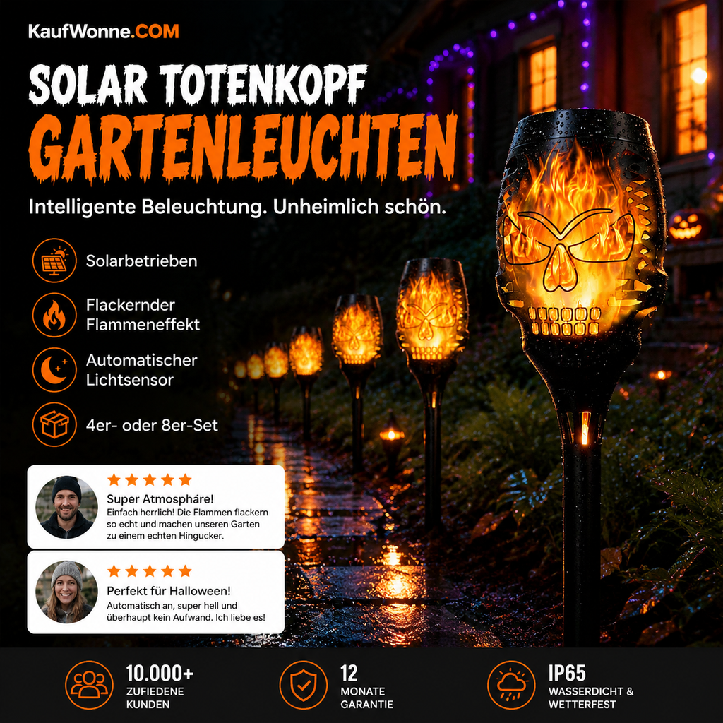🎃 Halloween Deal | Solar Totenkopf Gartenstab-Lichter