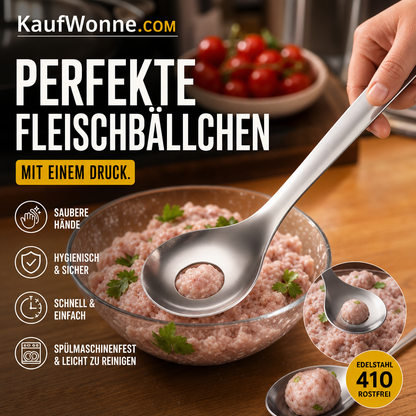 🍢 Fleischbällchen-Löffel aus Edelstahl – Kleckerfrei & einfach in der Handhabung