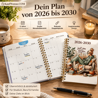 📔 5‑Jahres‑Planungsbuch 2026‑2030｜Tagebuch für Lebens‑, Beruf‑ & Studienplanung, begleitet dich bei Zielerreichung, Fortschrittsdokumentation und Selbstverbesserung