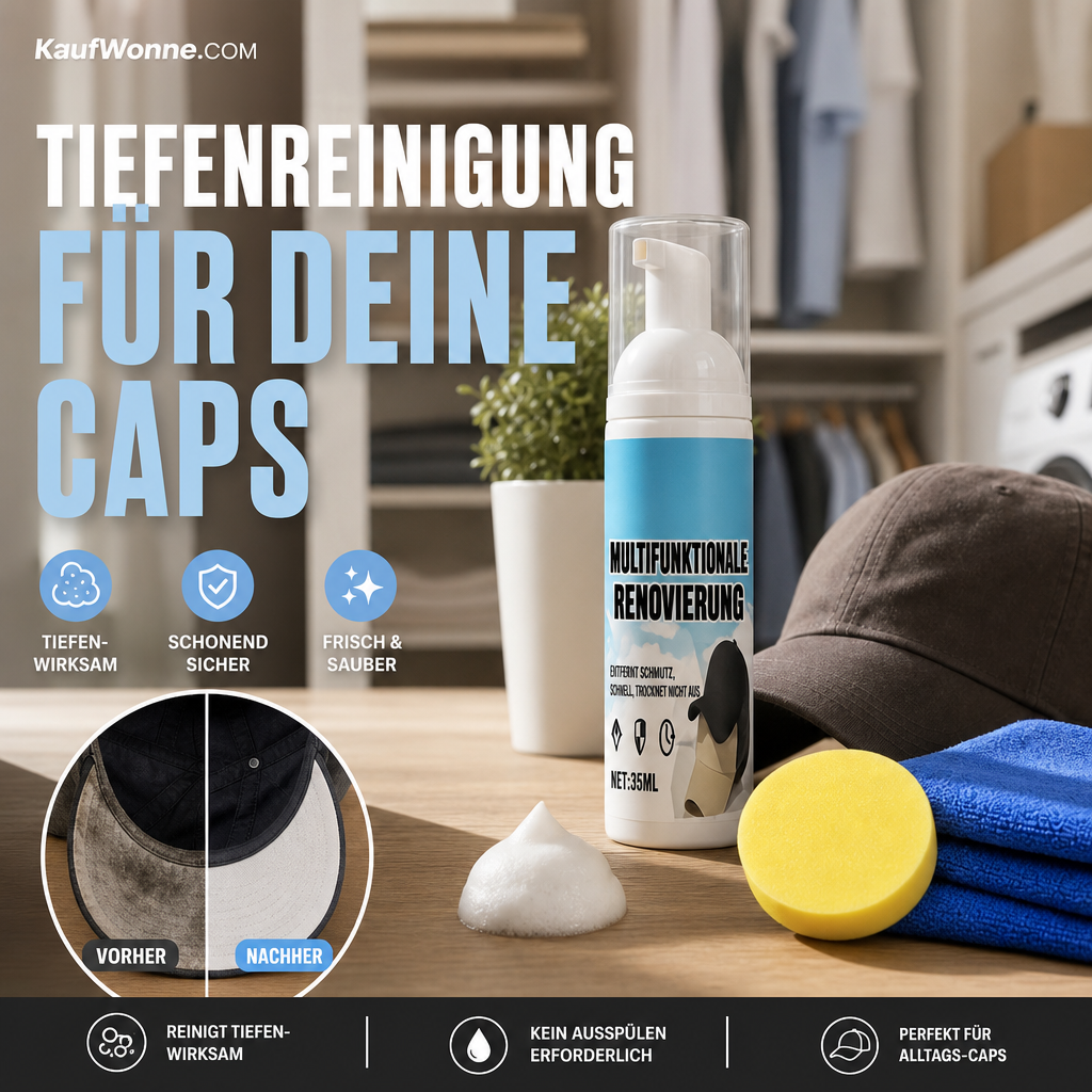 🔥🎁 1+1 GRATIS!!🥳💞 50K+ VERKAUFT! ⚡🧢 Schaum‑Reiniger für Baseball‑Kappen ohne Ausspülen, wasserloser Fleckentferner