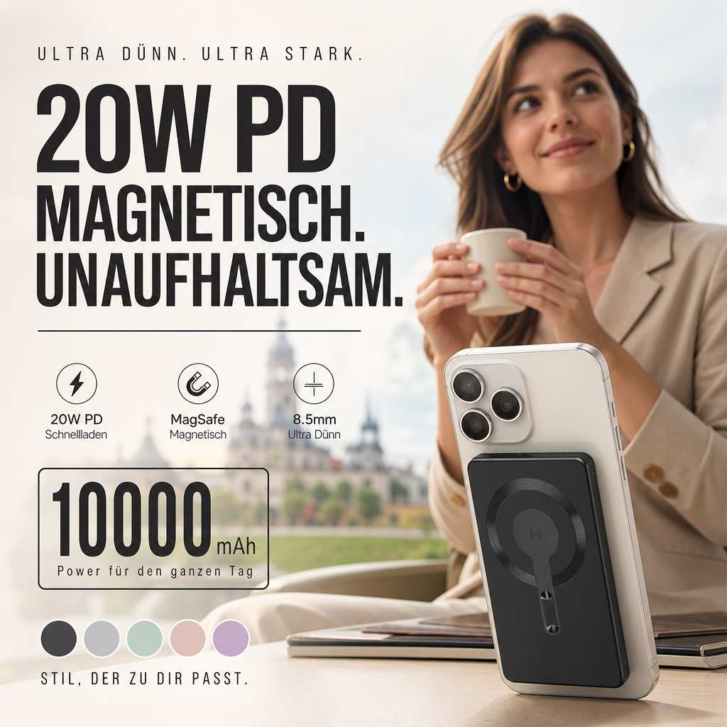🔥50% RABATT! 🔋5000mAh ultradünne magnetische Powerbank