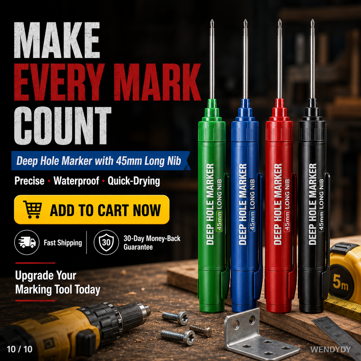 📢📢50% RABATT!!+1+1 GRATIS!! ⏰✏️Tieflochmarkierer mit 45 mm langer Spitze