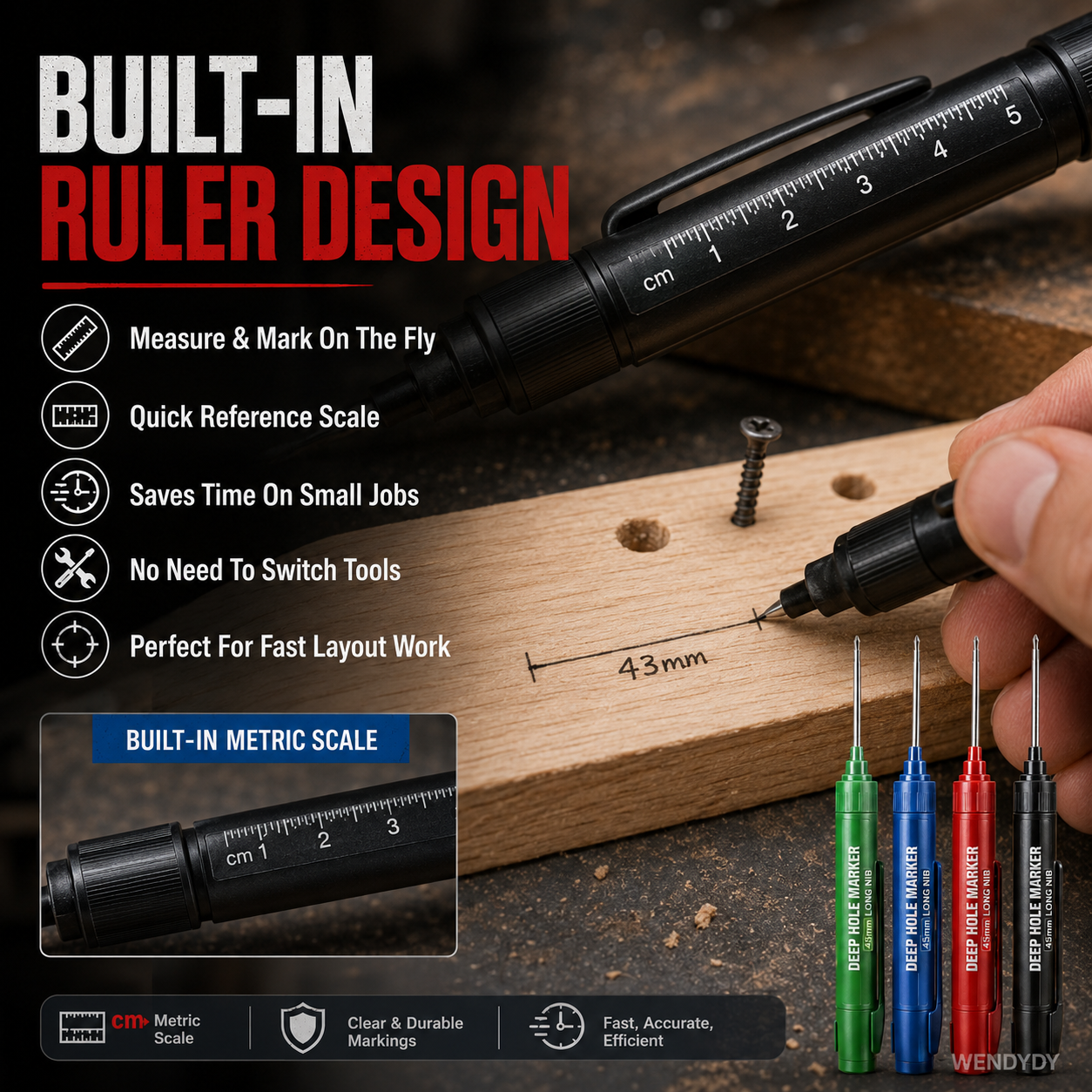 📢📢50% RABATT!!+1+1 GRATIS!! ⏰✏️Tieflochmarkierer mit 45 mm langer Spitze