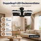 🌬️✨ Doppelter Deckenventilator mit LED-Beleuchtung – modernes Design mit Fernbedienung für Wohn- und Schlafzimmer