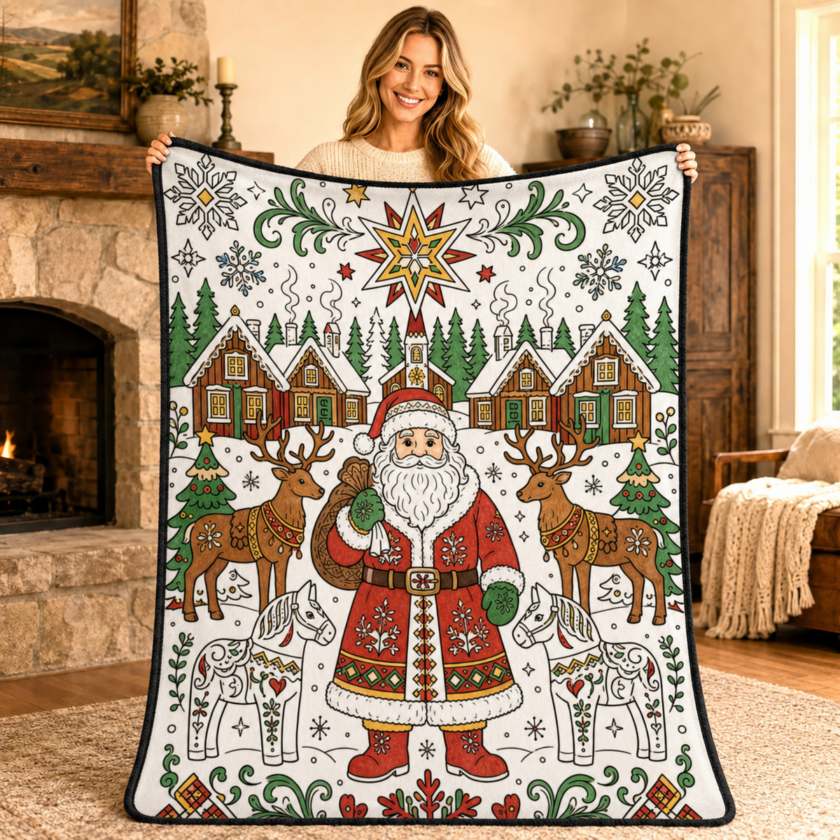 🎄Early Christmas Pre Sale 50% Off☃️DIY Christmas Drawing Blanket with 24 Colors Markers🎁Doodle Your Own Xmas Blanket🎅Customizable Washable Paint Play Blanket for Adults, Kids🎨