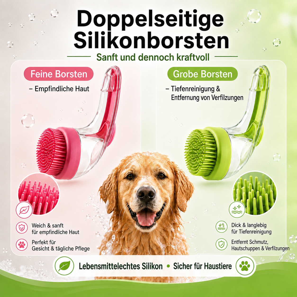 📢📢50 % RABATT!! ⏰Tierbadbürste mit langem Griff und Shampoo-Spender