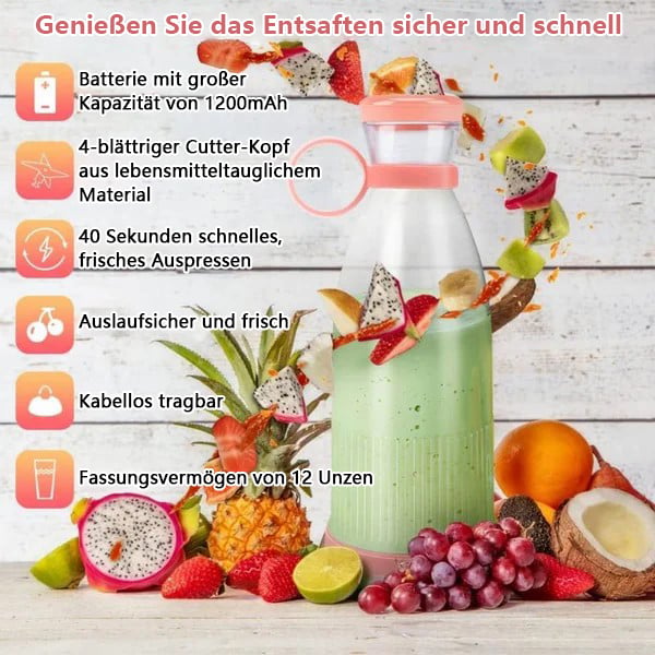 🍊 50% RABATT! 🥤✨ Bestseller Tragbarer Entsafter – Frischer Saft | Früchte, Shakes & mehr🍓