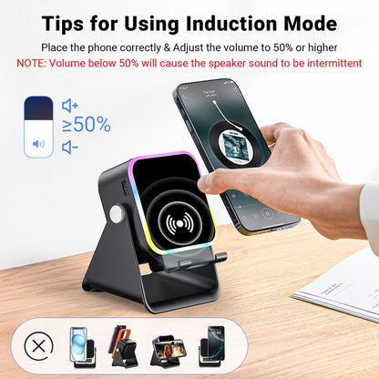 🔥Letzter Tag des zeitlich begrenzten 50%-Rabatts!🔥 5-in-1 Kabelloser Bluetooth-Lautsprecher mit Induktionsfunktion und verstellbarer Handyhalterung