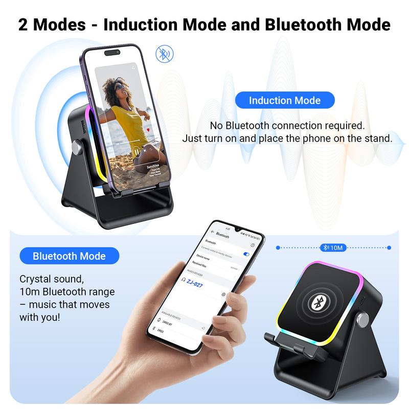 🔥Letzter Tag des zeitlich begrenzten 50%-Rabatts!🔥 5-in-1 Kabelloser Bluetooth-Lautsprecher mit Induktionsfunktion und verstellbarer Handyhalterung