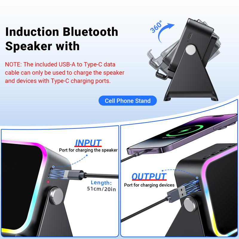 🔥Letzter Tag des zeitlich begrenzten 50%-Rabatts!🔥 5-in-1 Kabelloser Bluetooth-Lautsprecher mit Induktionsfunktion und verstellbarer Handyhalterung