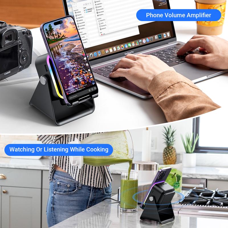 🔥Letzter Tag des zeitlich begrenzten 50%-Rabatts!🔥 5-in-1 Kabelloser Bluetooth-Lautsprecher mit Induktionsfunktion und verstellbarer Handyhalterung