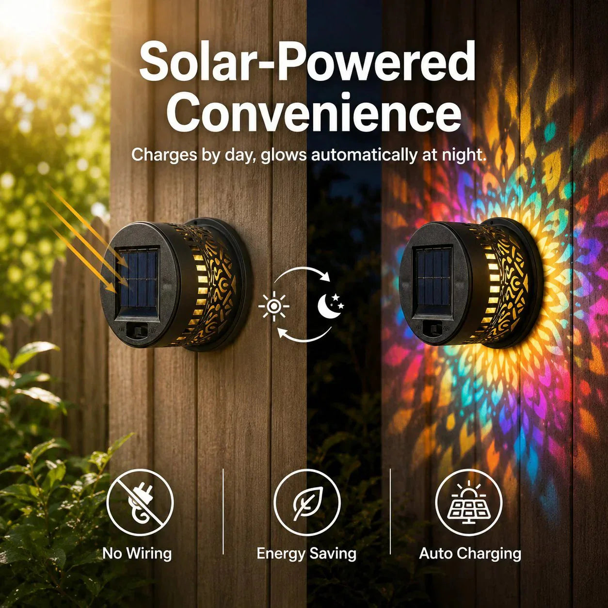 🌀Sommer-Sale 50% Rabatt 🌞💡Solar Mandala Wandleuchte für den Außenbereich, Garten, Zaun, Projektorlampe, Terrasse, Stimmungsdekoration
