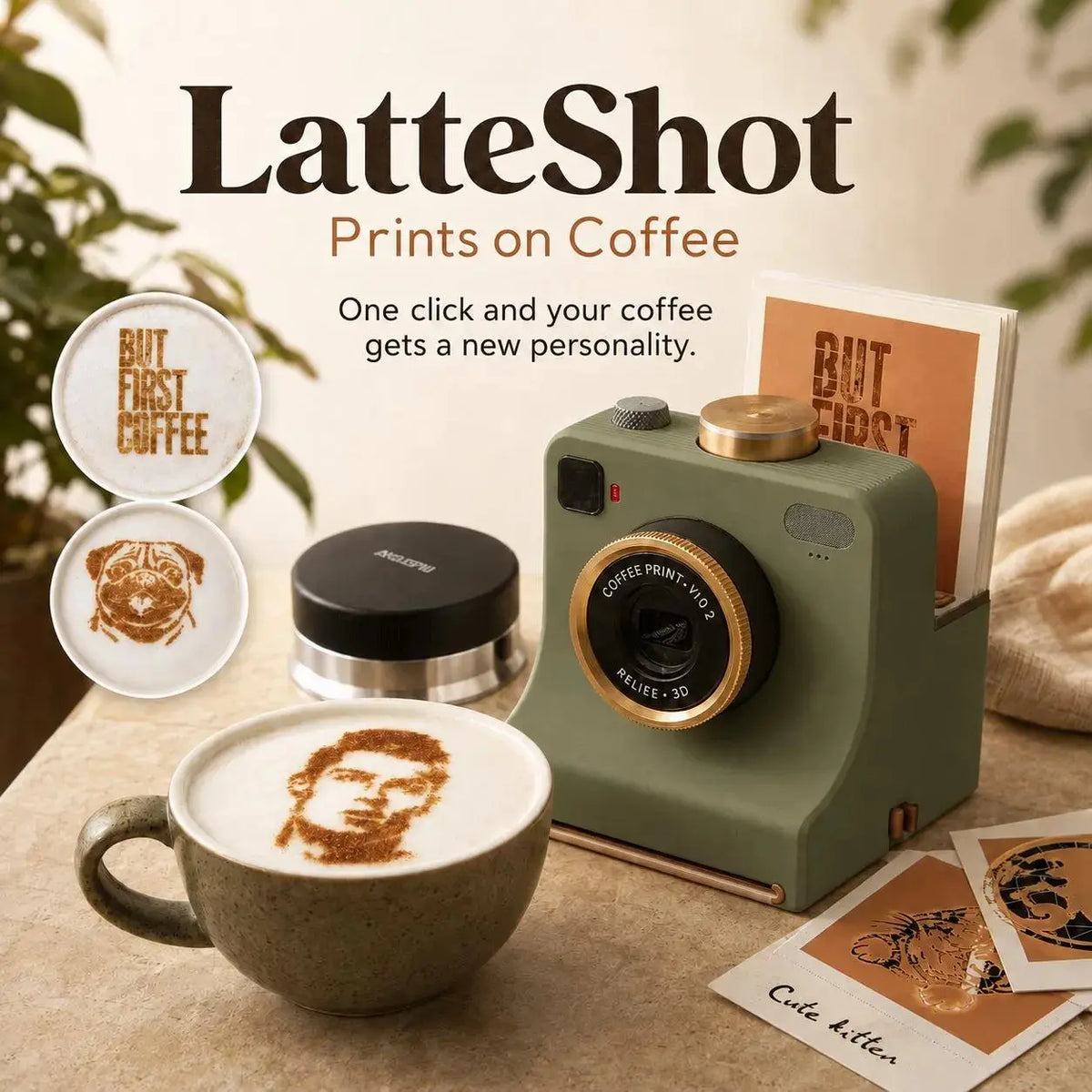 🎃Halloween-Angebot: 50 % Rabatt!🔥Retro-Kaffee-Kunstkamera – Mechanischer Latte-Schablonendrucker