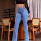 💕Frühlingsneuheit👖Stretch-Schlagjeans mit hohem Bund