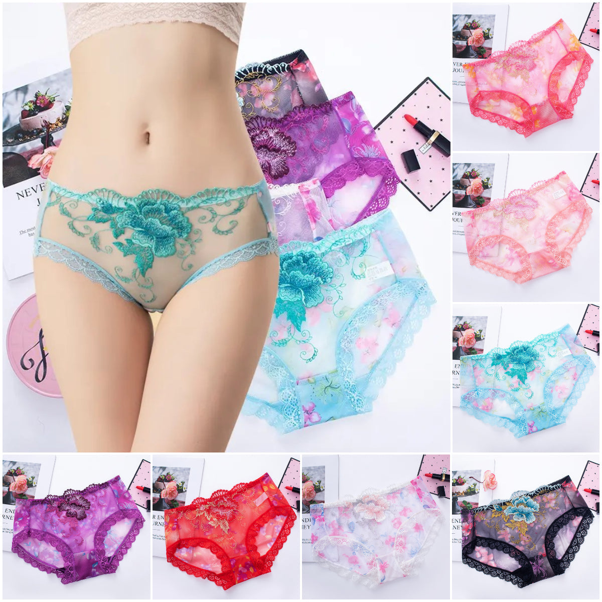 🔥Kauf 7, erhalte 7 gratis🔥 Antibakterielle Baumwollslip mit Spitzenstickerei