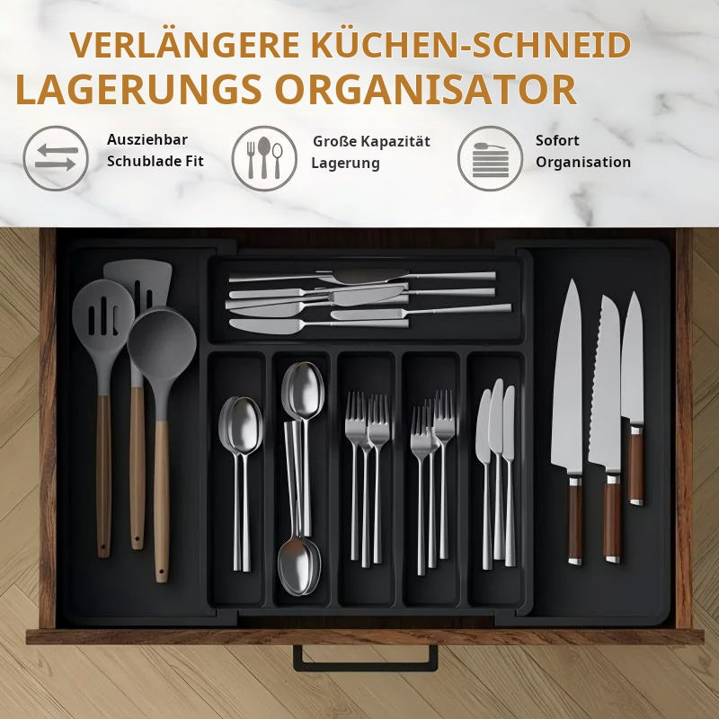 📢📢50 % Rabatt!! ⏰ 🍴Ausziehbarer Aufbewahrungsorganizer für Küchenbesteck – endlich jedes Besteckteil sofort griffbereit | Für eine effiziente Küche✨