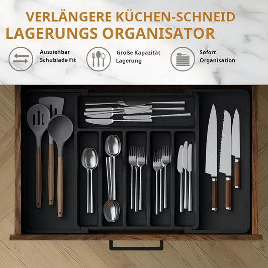 📢📢50 % Rabatt!! ⏰ 🍴Ausziehbarer Aufbewahrungsorganizer für Küchenbesteck – endlich jedes Besteckteil sofort griffbereit | Für eine effiziente Küche✨