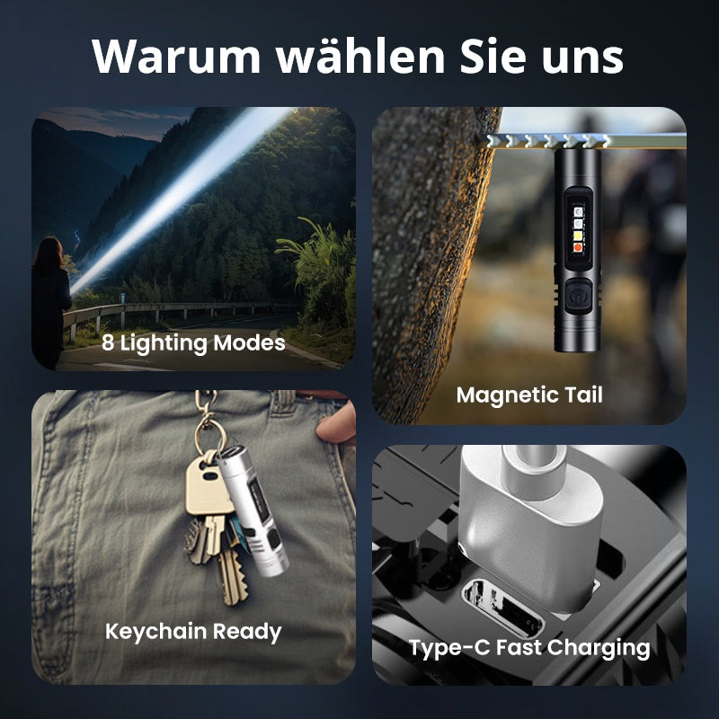 📢📢50 % Rabatt!! ⏰💎Mini-Taschenlampe aus Alu-Legierung – vielseitig, langlebig, perfekt für Alltag & Outdoor | Viel mehr als nur Licht – das ultimative Mini-Gadget ✨