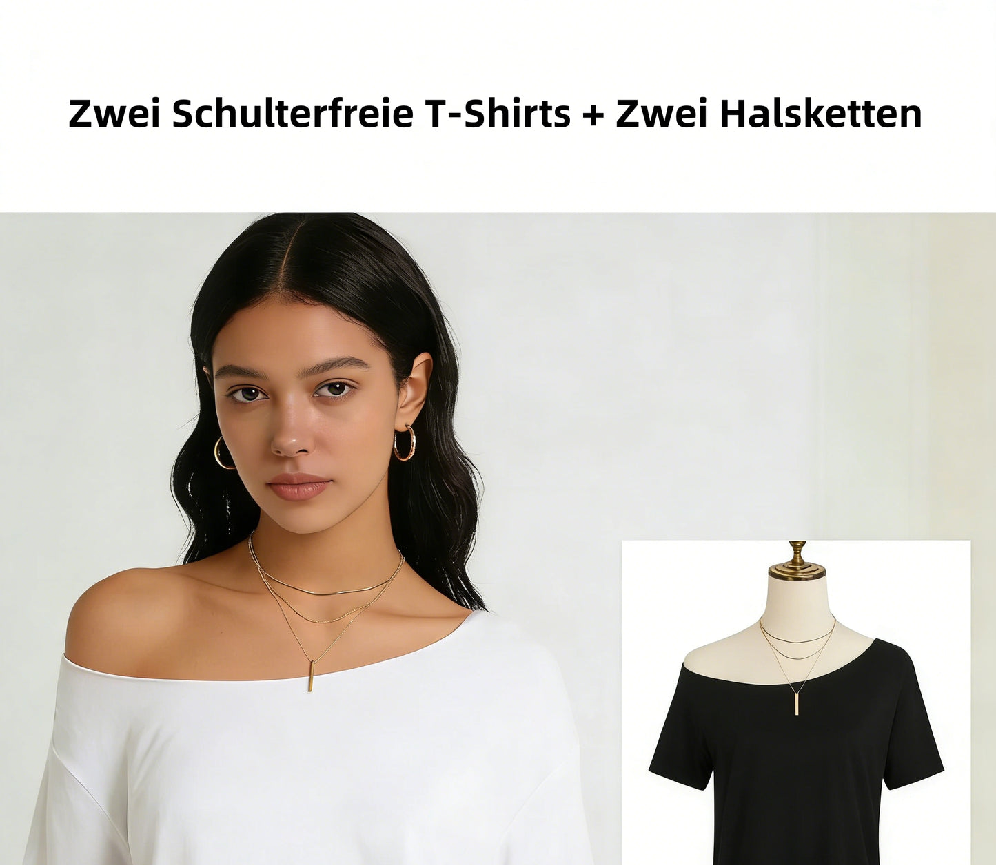 🔥✨ Neu 2026 👚Damen Set – Lockeres Schulter-T-Shirt mit kurzen Ärmeln💖
