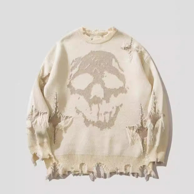 🔥Neu eingetroffen 50% reduziert🎁Pullover mit Skelett-Print und überschnittenen Schultern | Trendiger Streetwear-Look