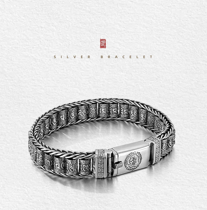 📢📢50 % Rabatt!! ⏰💎 Tibetisches Gebetsmühlen-Armband – 925er Sterlingsilber, Glücksbringer & Valentinstagsgeschenk