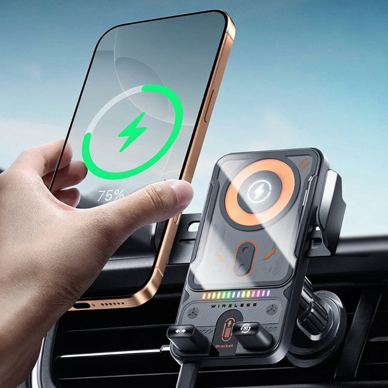 📢📢50 % Rabatt!! ⏰Intelligenter 2-in-1-Autotelefonhalter mit automatischer Drehfunktion und kabellosem Ladegerät⚡