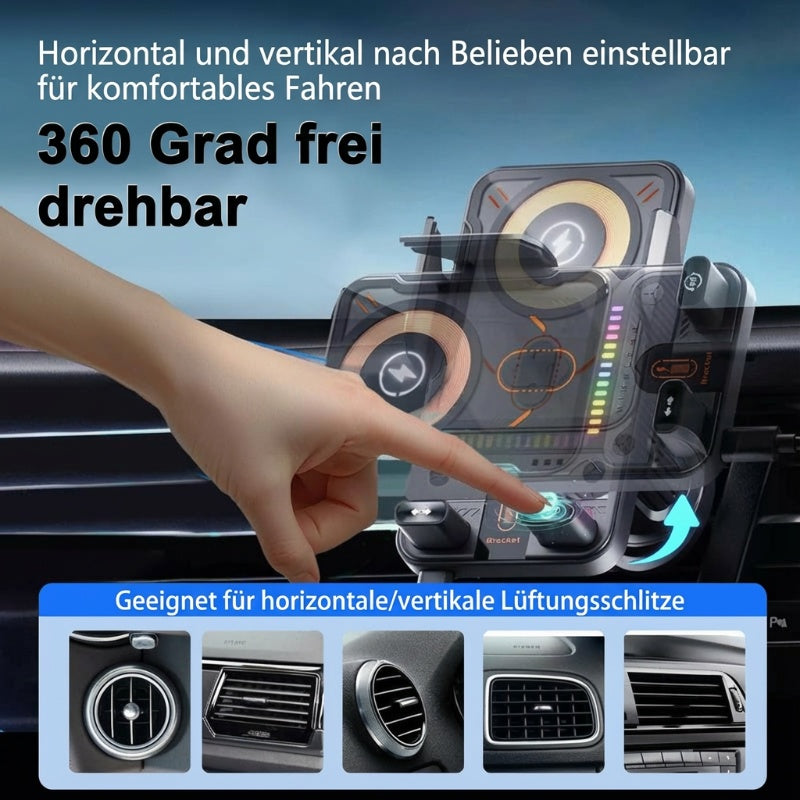 📢📢50 % Rabatt!! ⏰Intelligenter 2-in-1-Autotelefonhalter mit automatischer Drehfunktion und kabellosem Ladegerät⚡