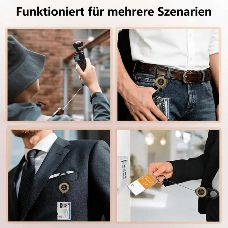 🔥🎁 1+1 GRATIS!! 🥳🏆3-in-1-Multifunktions-Schlüsselanhänger mit einziehbarem Zugseil, robuster Stahlseilschnalle und praktischem Werkzeug für Outdoor-Sportarten💪🧗