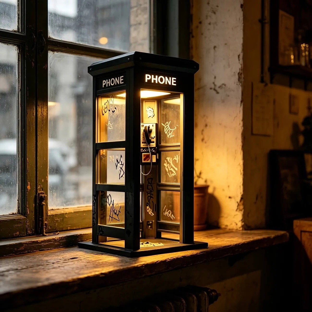 📢📢50 % Rabatt!! ⏰✨Ambientelampe im Vintage-Stil einer Telefonzelle