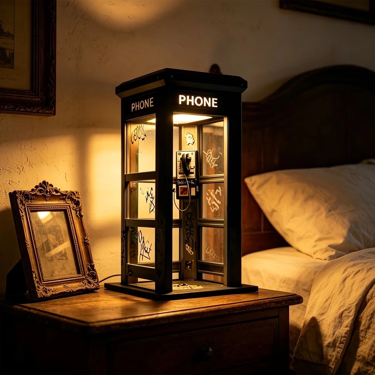 📢📢50 % Rabatt!! ⏰✨Ambientelampe im Vintage-Stil einer Telefonzelle