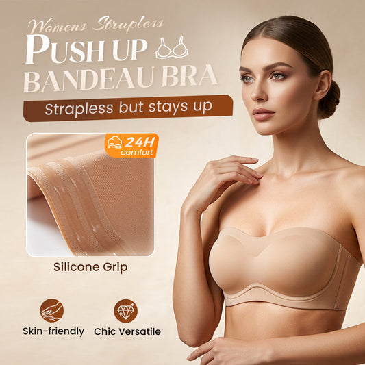 ⛱️Letzter Tag zum Sonderpreis von nur 9.99 € !!💞Trägerloser Push-up-BH für Damen, Bandeau-BH, rutschfest, kabellos, stützend, gepolstert, nahtlos, bequem, aus Jelly-Material