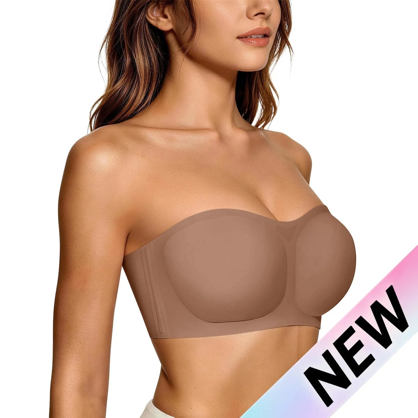 ⛱️Letzter Tag zum Sonderpreis von nur 9.99 € !!💞Trägerloser Push-up-BH für Damen, Bandeau-BH, rutschfest, kabellos, stützend, gepolstert, nahtlos, bequem, aus Jelly-Material