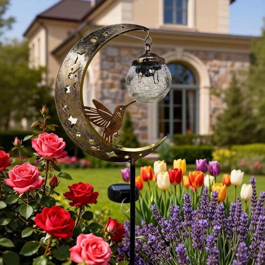 🥳50 % Rabatt!!🌙✨ Solar-Gartenstecklampe mit Kolibri-Mond- und Feenmotiven stark im Trend – schafft eine gemütliche, traumhafte Nachtatmosphäre in Ihrem Garten