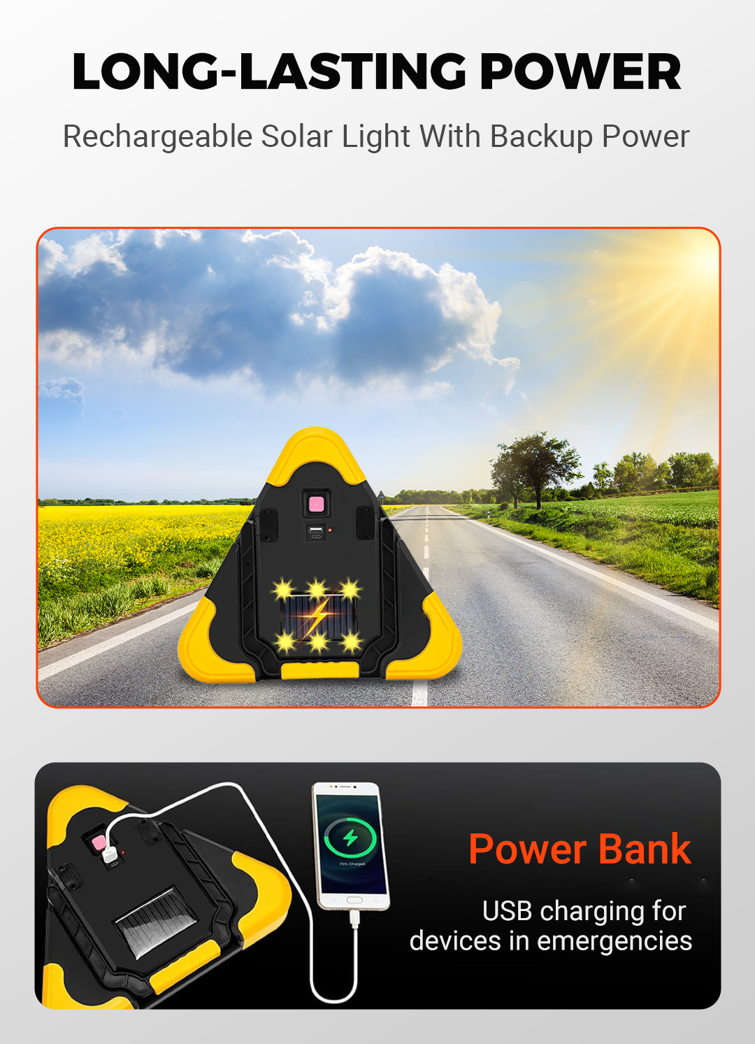 🆘 49% Rabatt!! 🔦 2-in-1 Solar-Warndreieck-Leuchten für den Notfall – ideal für Winter-Nacht-Pannen! 🚨 Sicheres Parking bei Pannen – jetzt Sicherheit doppelt sichern!