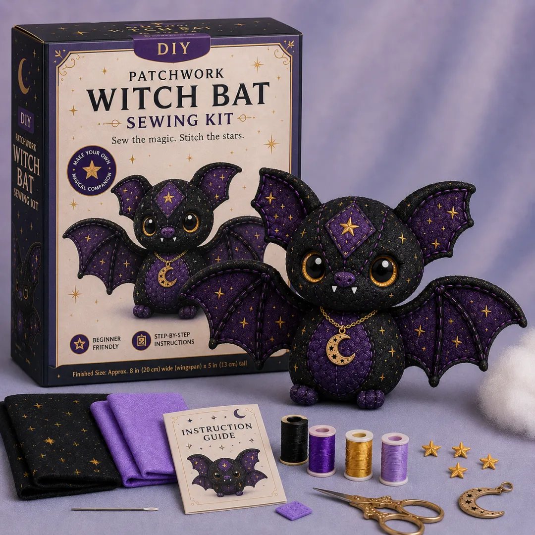 🤩2026 NEU EINGETROFFEN🔥Nähset für Anfänger: Mystische Patchwork-Tiere 🌙 – DIY-Plüsch-Bastelset mit Sternenstoff & Mondanhänger 🧵✨