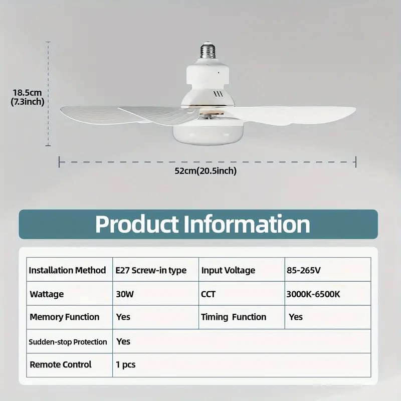 ✨Nur solange der Vorrat reicht: 50 % Rabatt!🍃 Intelligenter Deckenventilator mit Licht, RGB-Beleuchtung und Bluetooth-Lautsprecher