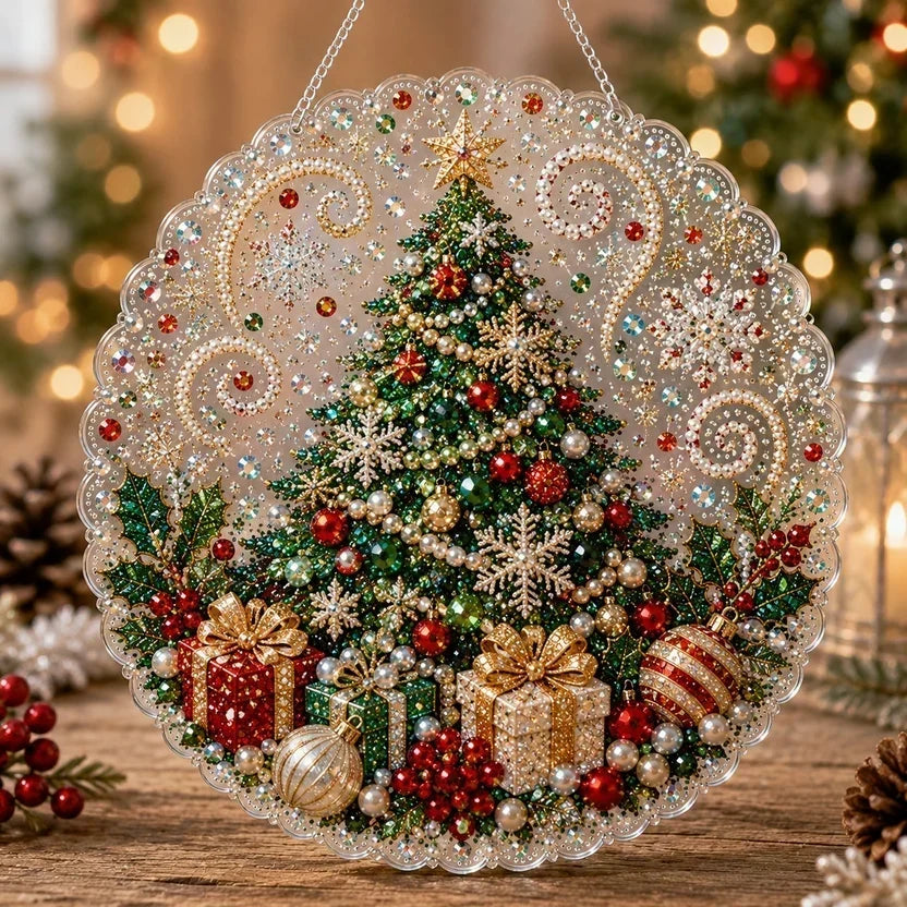 🎁🎄 DIY Weihnachts-Perlen-Diamantmalerei-Anhänger Bastelset | Farbechte, abriebfeste Perlen – handgefertigte Festdekoration zum Aufhängen 🎅💎