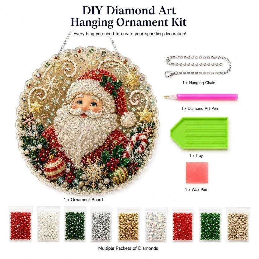 🎁🎄 DIY Weihnachts-Perlen-Diamantmalerei-Anhänger Bastelset | Farbechte, abriebfeste Perlen – handgefertigte Festdekoration zum Aufhängen 🎅💎