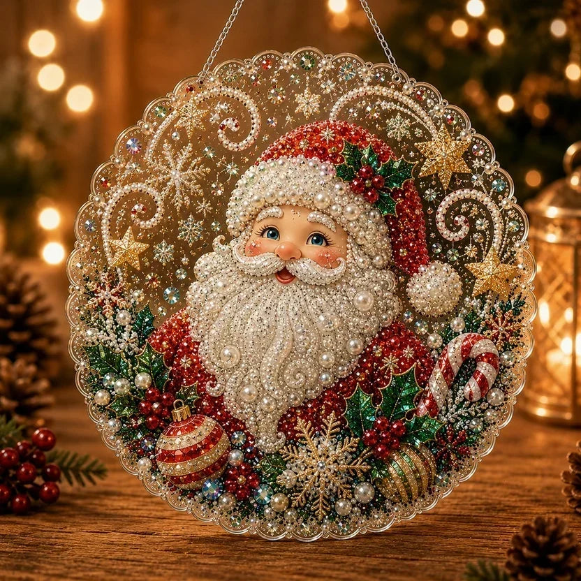 🎁🎄 DIY Weihnachts-Perlen-Diamantmalerei-Anhänger Bastelset | Farbechte, abriebfeste Perlen – handgefertigte Festdekoration zum Aufhängen 🎅💎